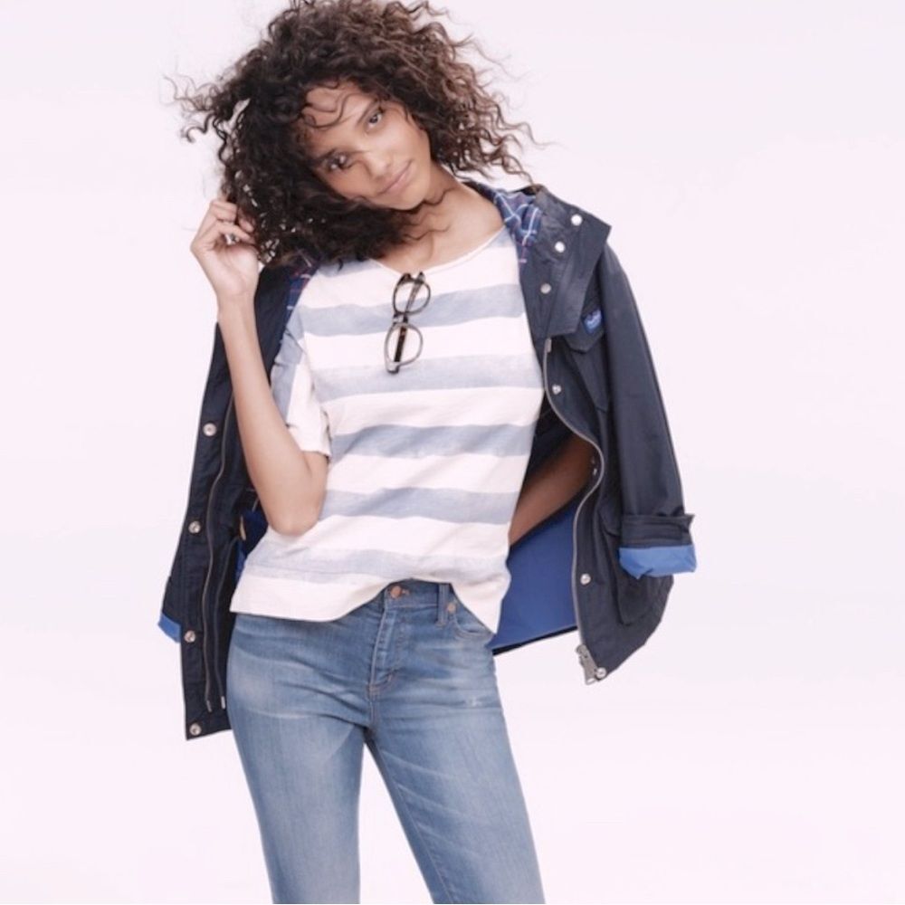 Madewell Cloudstripe Tee in Blue/Ivory size Small